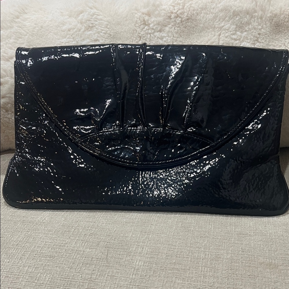 Lauren Merkin Shiny Black Clutch